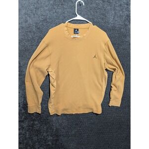 Jordan Brand Mens XL Waffle Knit Thermal Long Sleeve Shirt Mustard Yellow